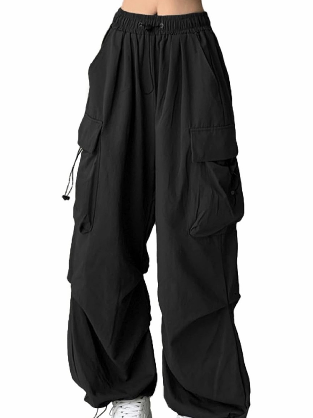 Women's Black Utility Cargo Joggers - Relaxed Fit